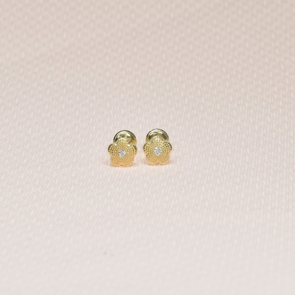 Zircon Gold Flowers Earrings