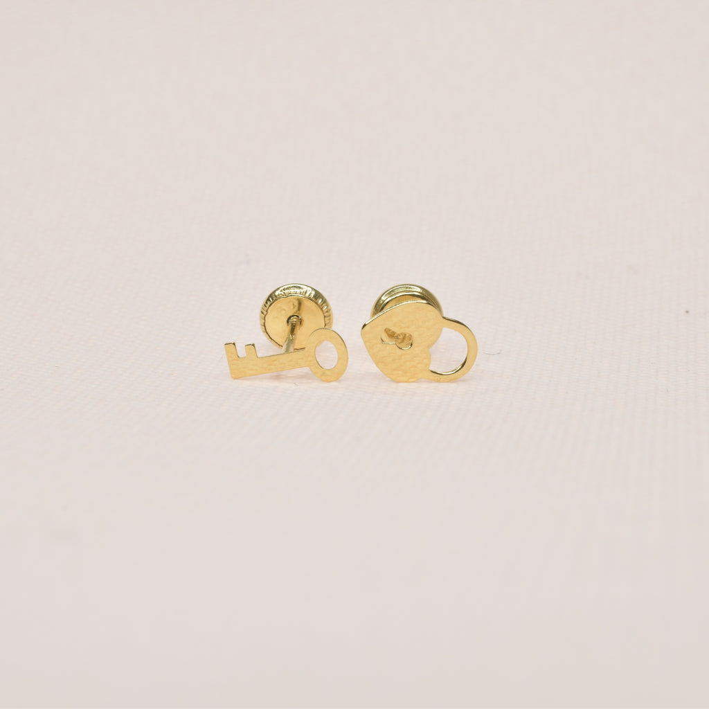 Golden Lock and Key Earrings