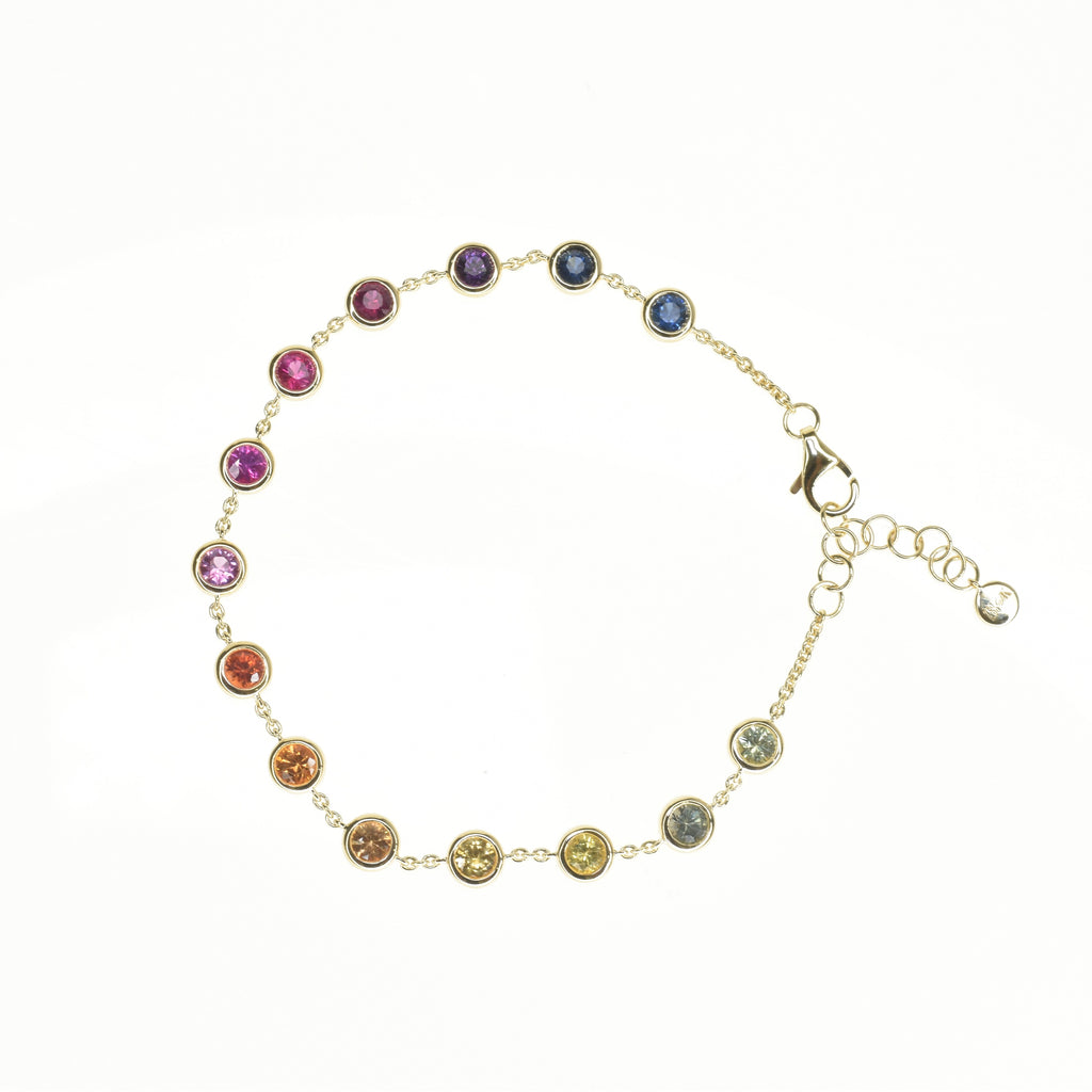 Rainbow Sapphire Chain Bracelet