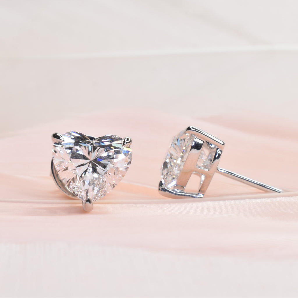 3ct Heart Shape Lab Grown Diamond Earrings