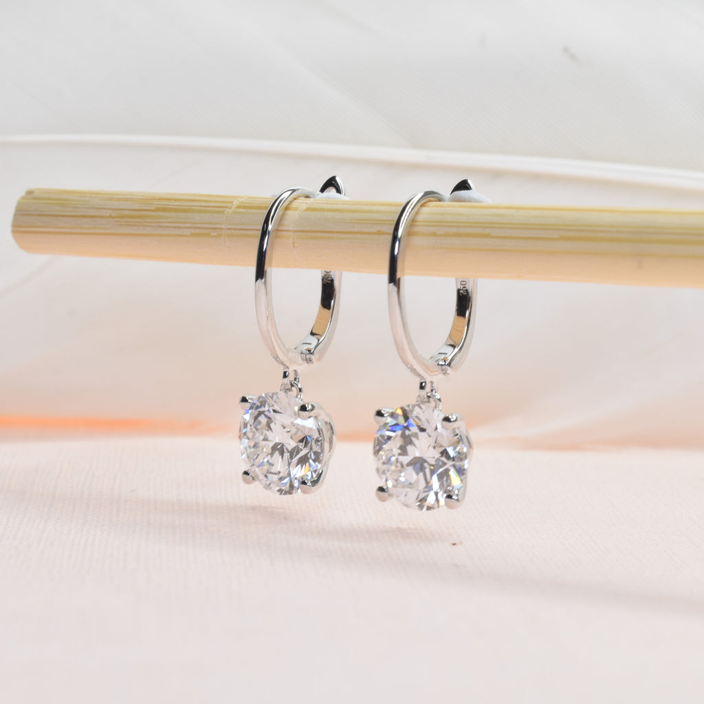 3ct Round Lab Grown Diamond Dangling Earrings