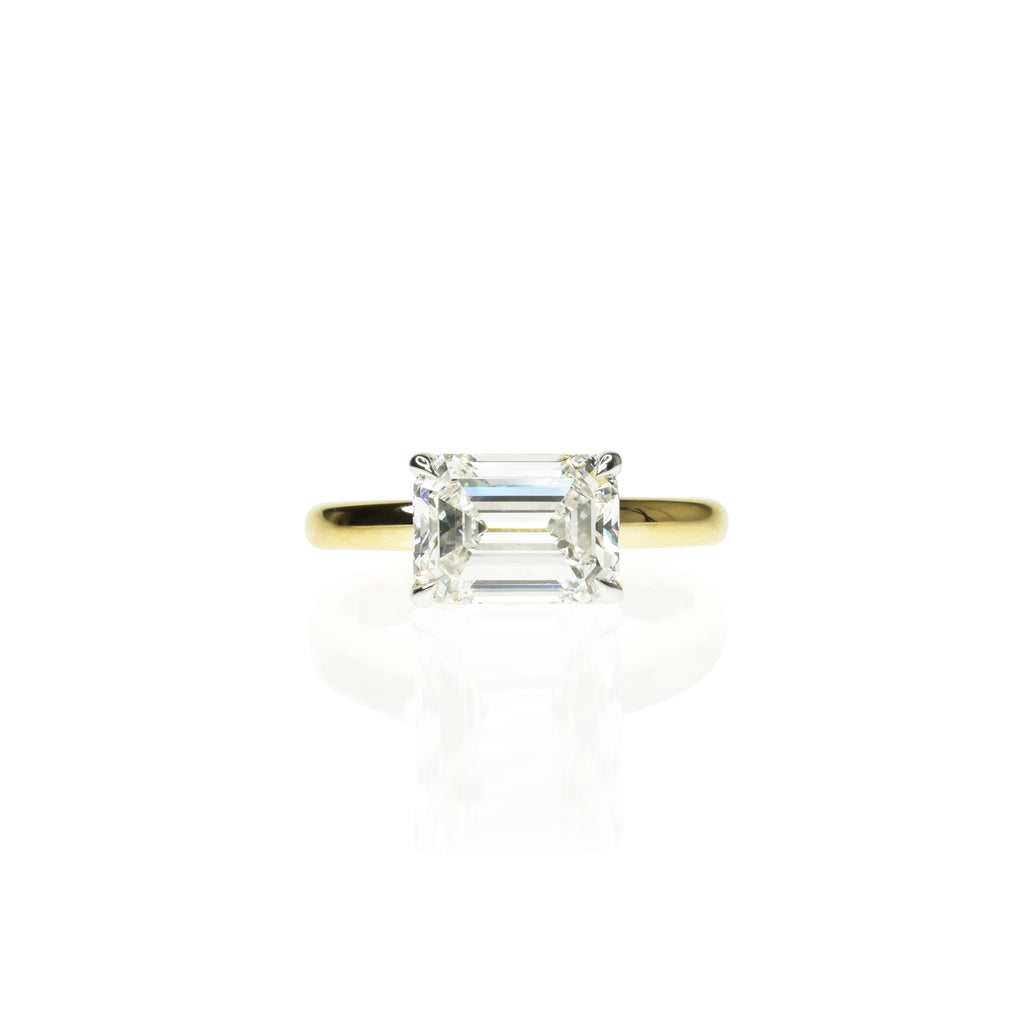 Sideways Set Emerald Diamond Ring