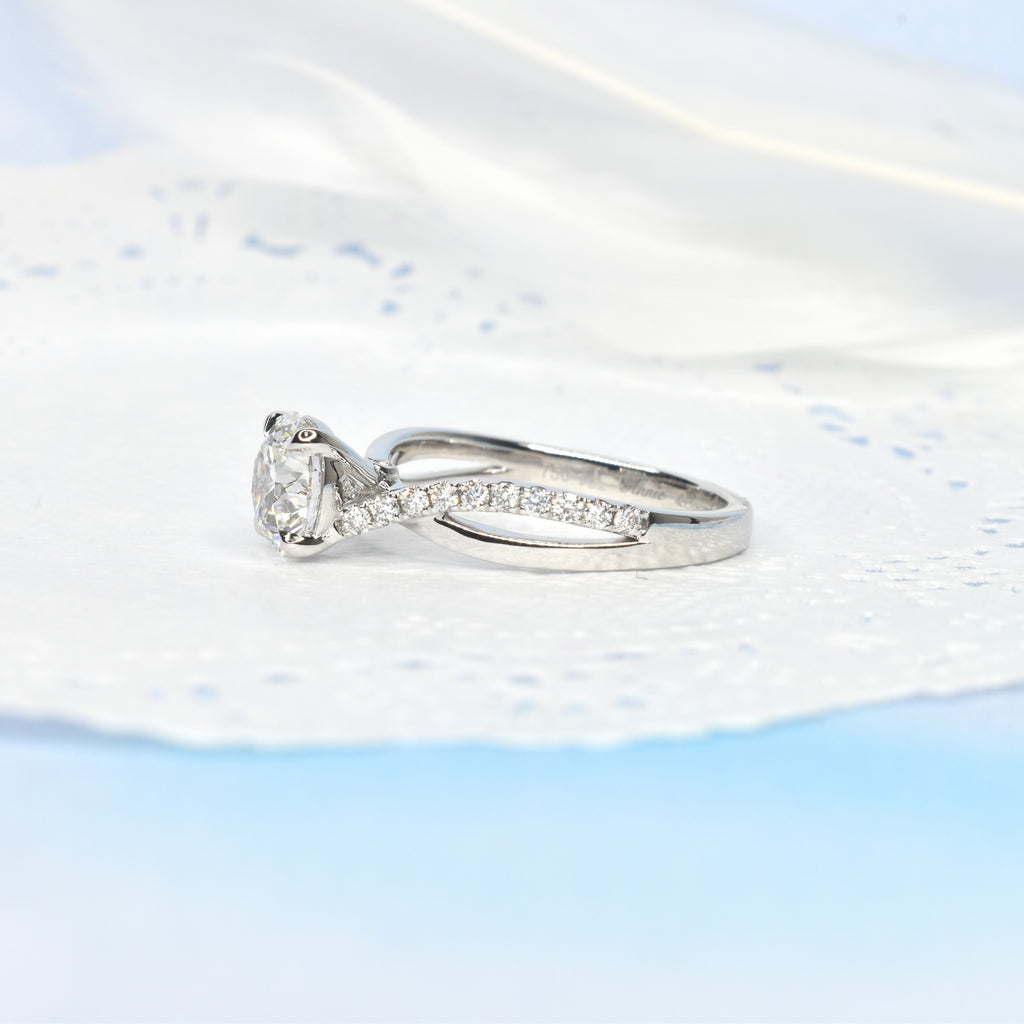 1.5ct Lab Grown Diamond Engagement Ring with an Intertwining Band