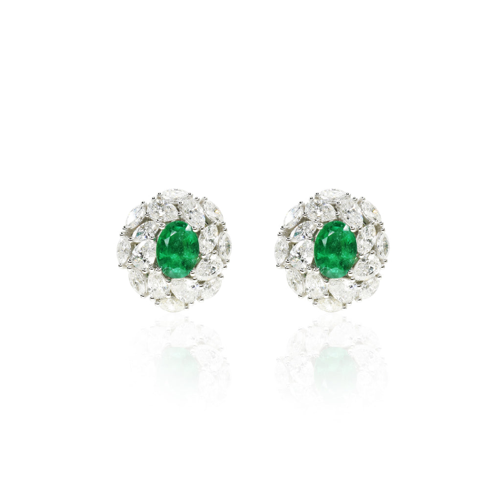Emerald and Diamond Dress Earrings