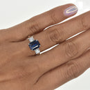 Octagonal Sapphire triology with Round shoulder Diamonds