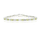 Emerald Cut Diamond and Round Peridot Bracelet