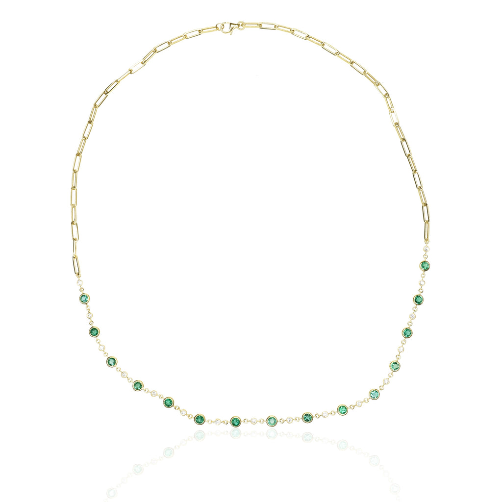 Emerald and diamond half and half chain