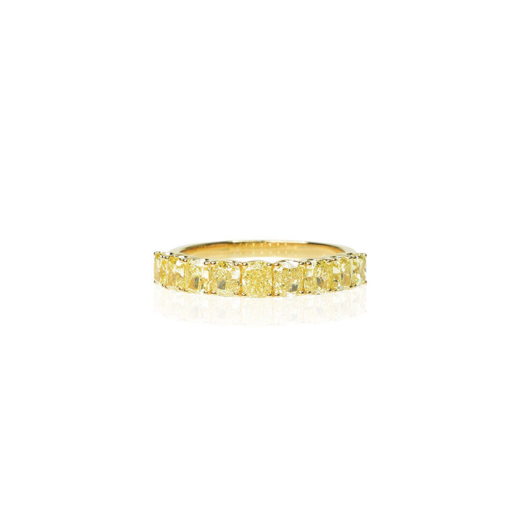 Yellow Diamond Cushion Half Eternity Band
