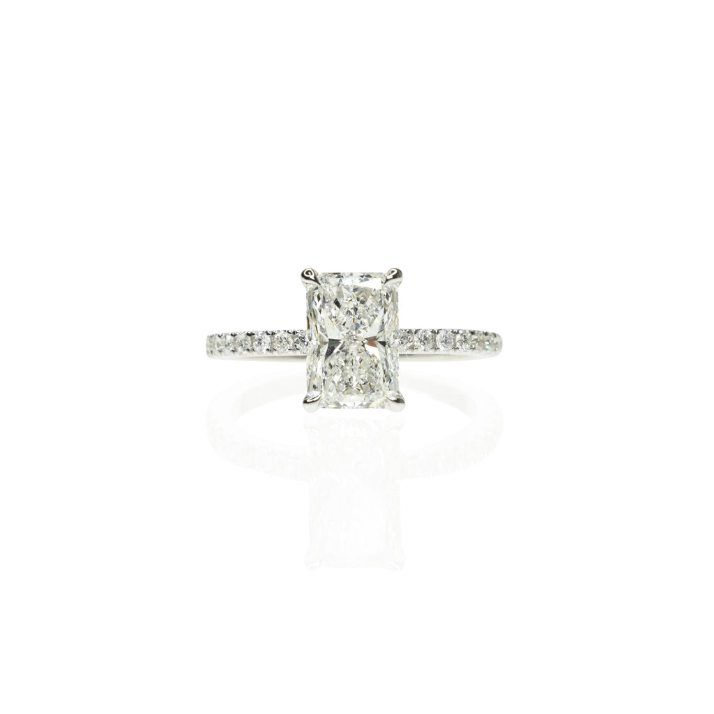 Radiant Cut Diamond Engagement Ring with Pavé Band