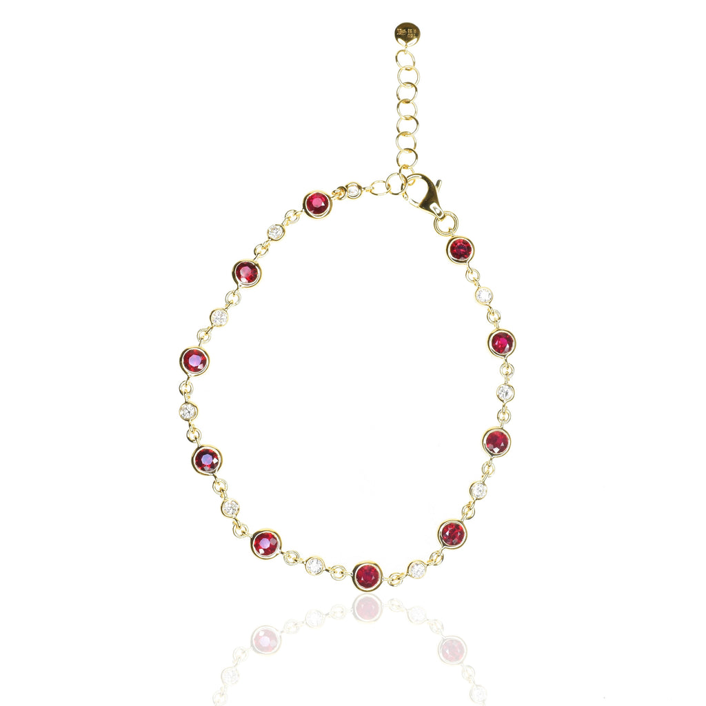 Rubies and Diamond Half and Half Bracelet