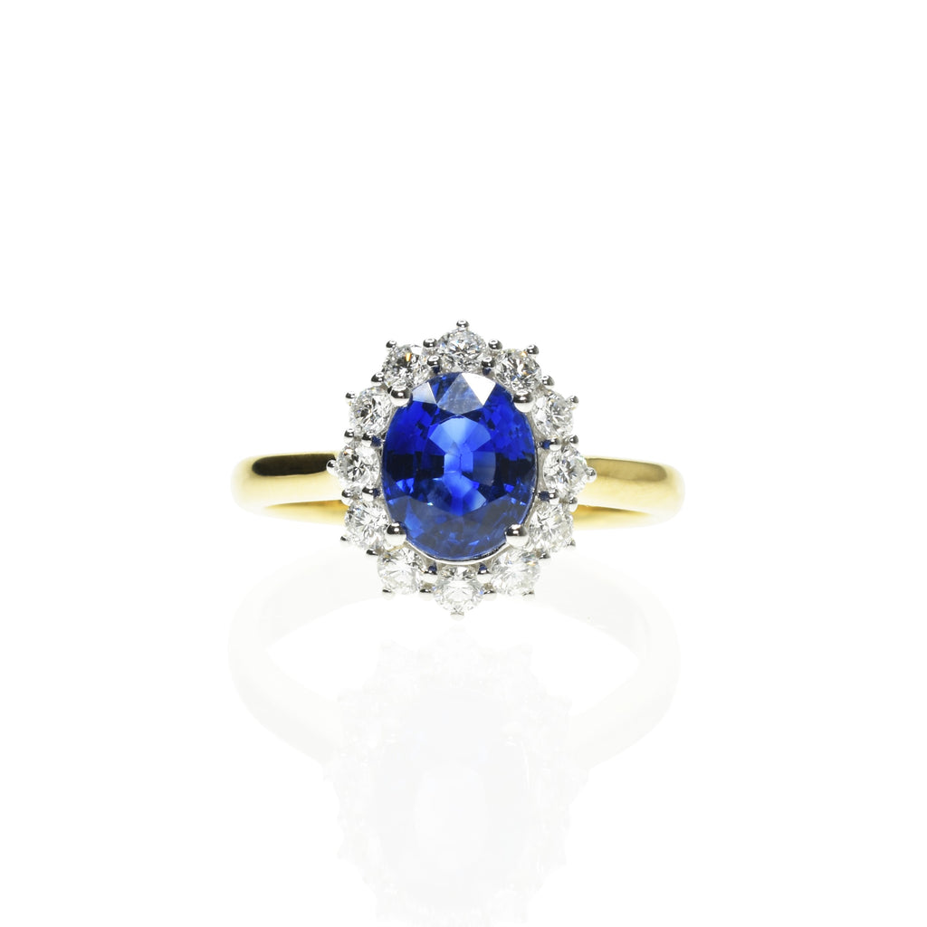 Royal Blue Sapphire with Diamond Halo
