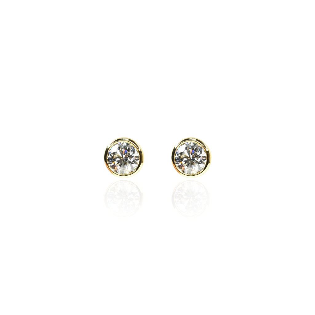 0.50ct Bezel Set Certified Round Diamond Earrings