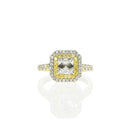 Asscher cut Engagement Ring with Yellow and White Halo