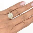 Asscher cut Engagement Ring with Yellow and White Halo