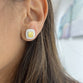 2ct Lab Grown Diamond Fancy Yellow Diamond Earrings with Double Halo