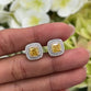 2ct Lab Grown Diamond Fancy Yellow Diamond Earrings with Double Halo