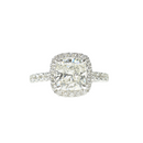 Square Cushion Diamond Ring with Pave Band