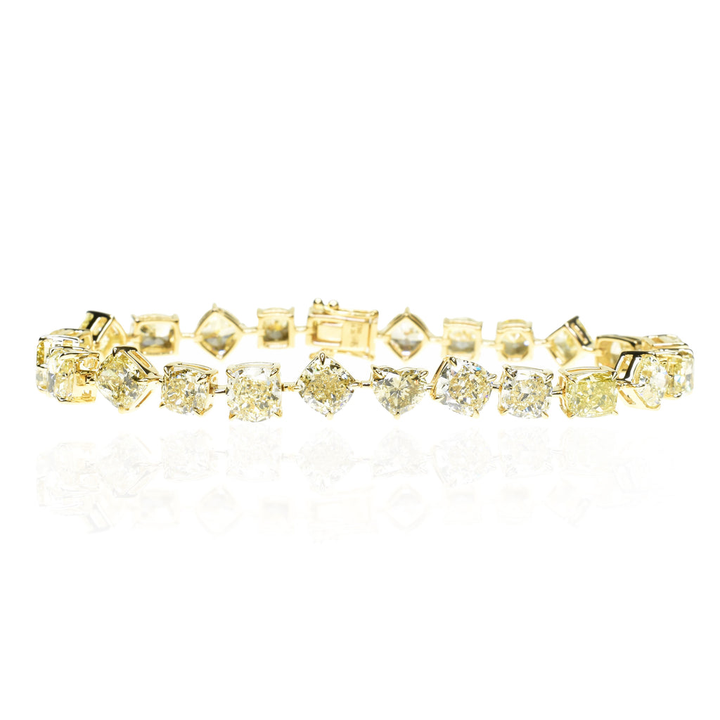Fancy Yellow Cushion Cut Diamond Bracelet