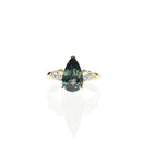 Pear Shape Teal Sapphire Trilogy Ring