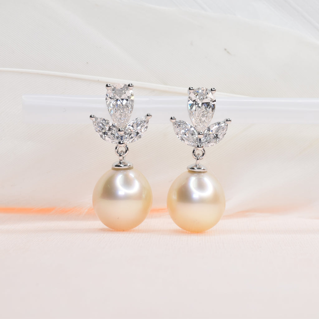 South Sea Pearl with Lab Grown Diamond Earrings