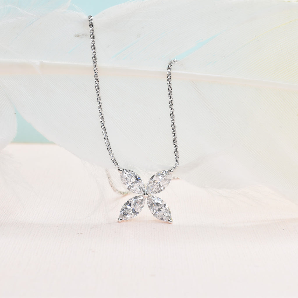 Lab Grown Diamond Marquise Shape Flower Pendant