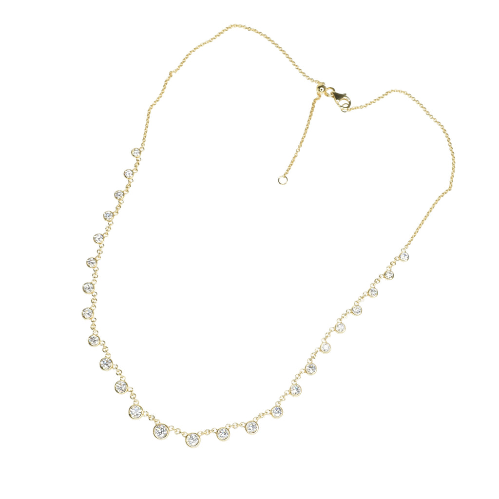 Bezel Set Dangling Diamond Necklace