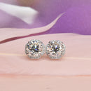 Round Diamond studs with Hexagonal halo