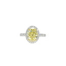 Fancy Intense Yellow Oval Diamond Ring with Halo