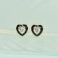 Heart Solitaire earrings with Black Enamel