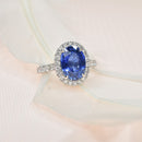 Cornflower Blue Sapphire Diamond Halo Ring