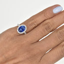 Cornflower Blue Sapphire Diamond Halo Ring