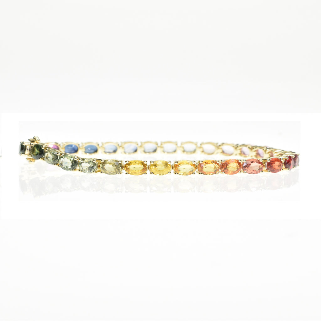 Rainbow Tennis Bracelet with Oval Sapphires