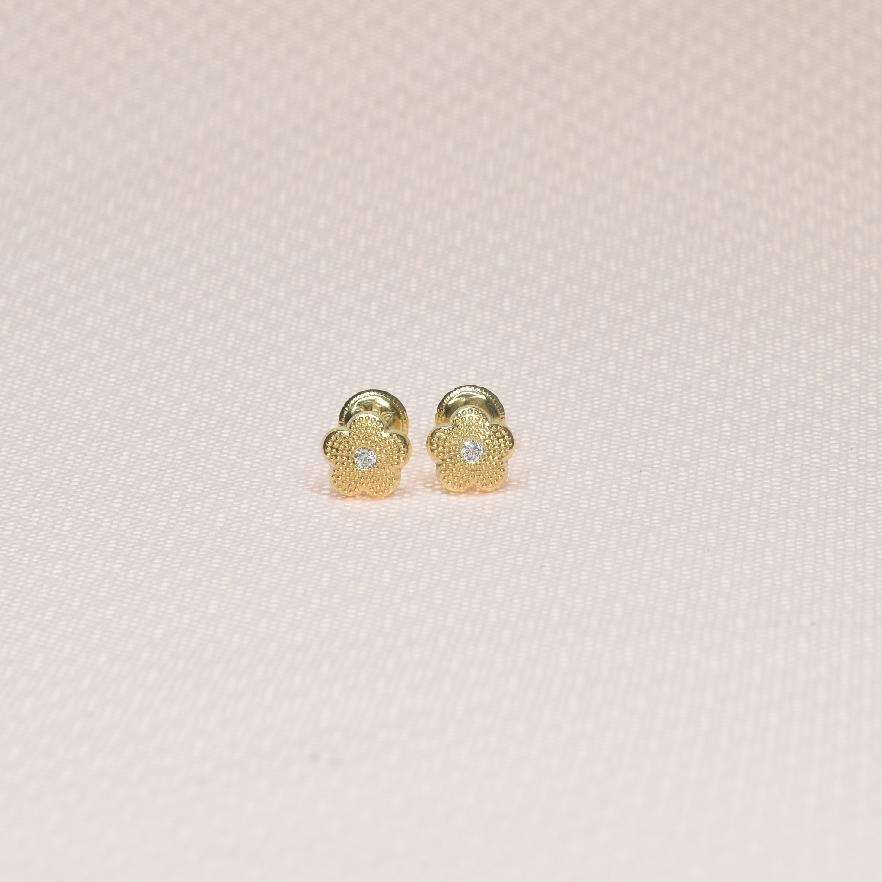 Zircon Gold Flowers Earrings