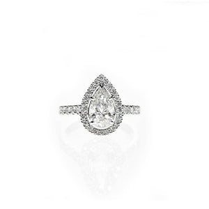 Pear Shaped Ring with Diamond Halo