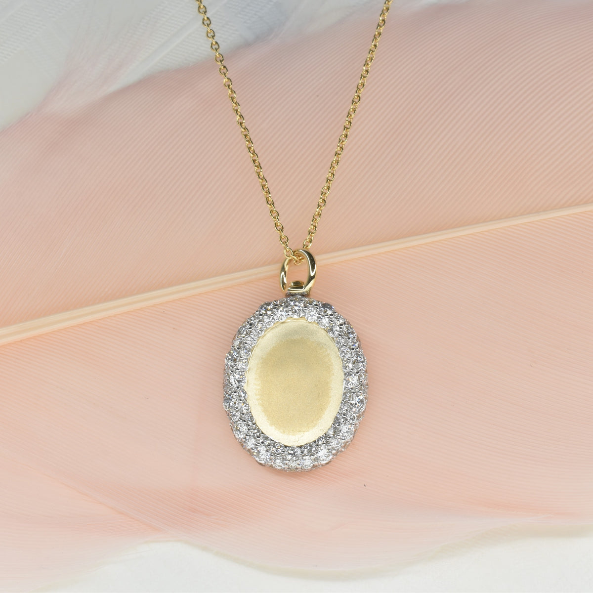 Egg Shaped Pendant with Bubbly Diamond Edge