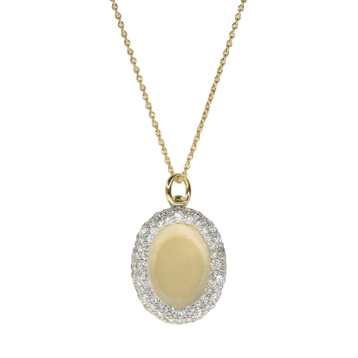 Egg Shaped Pendant with Bubbly Diamond Edge