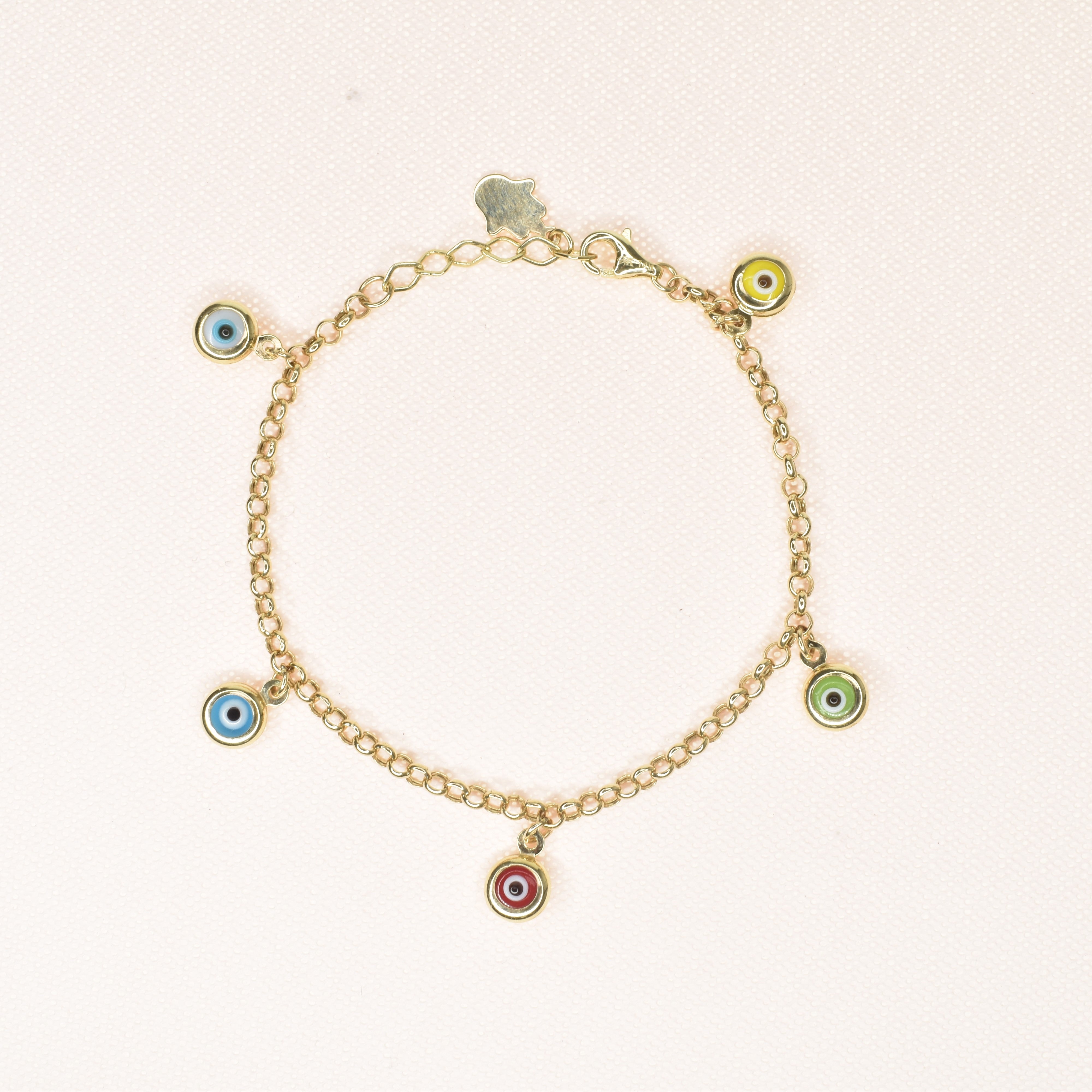 Dangling Evil Eye Chain Bracelet In Multi Colour