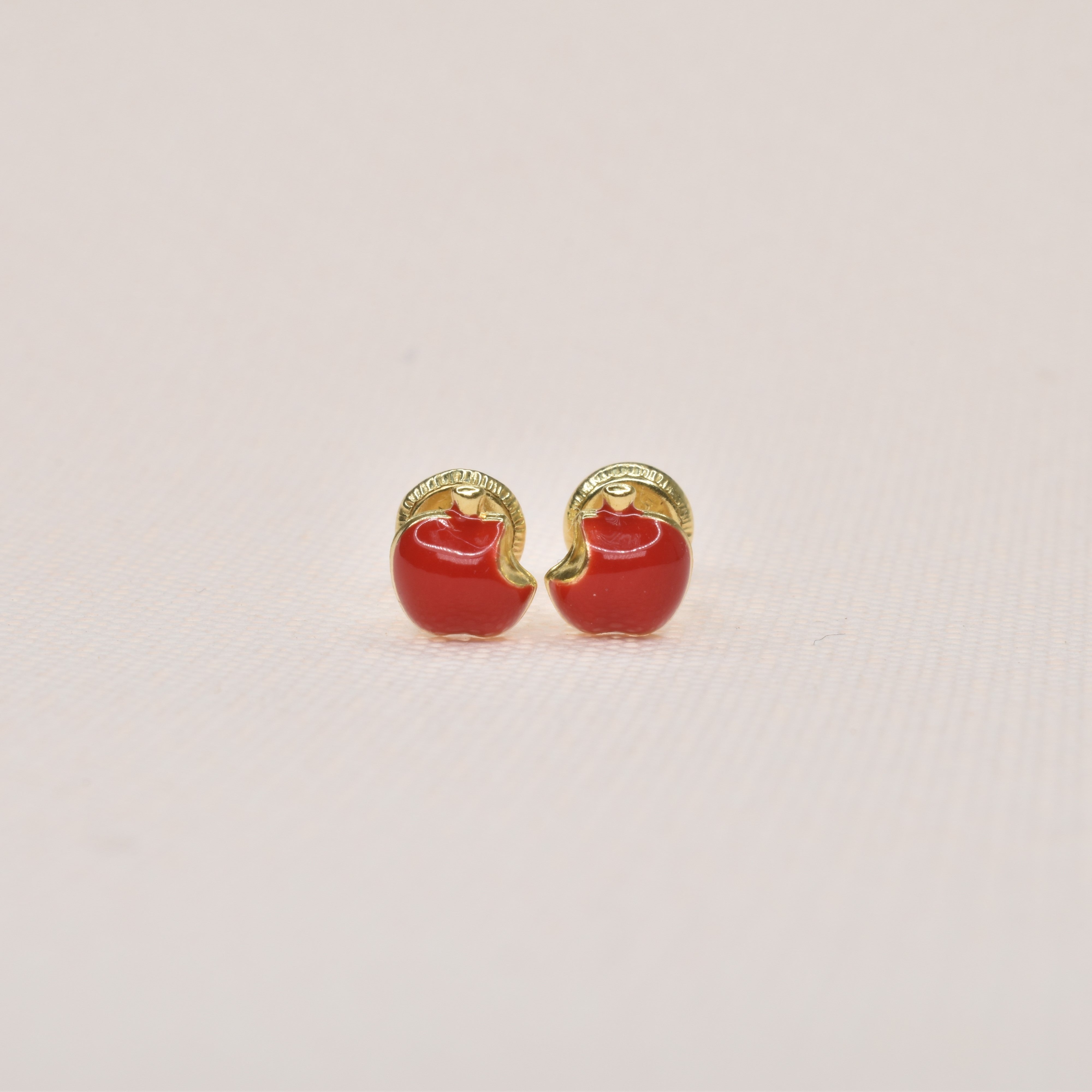 Bite Of Apple Enamel Earrings