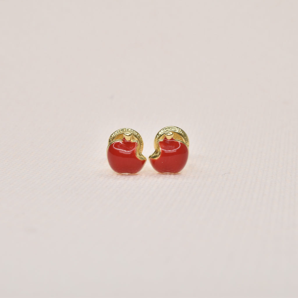 Bite Of Apple Enamel Earrings