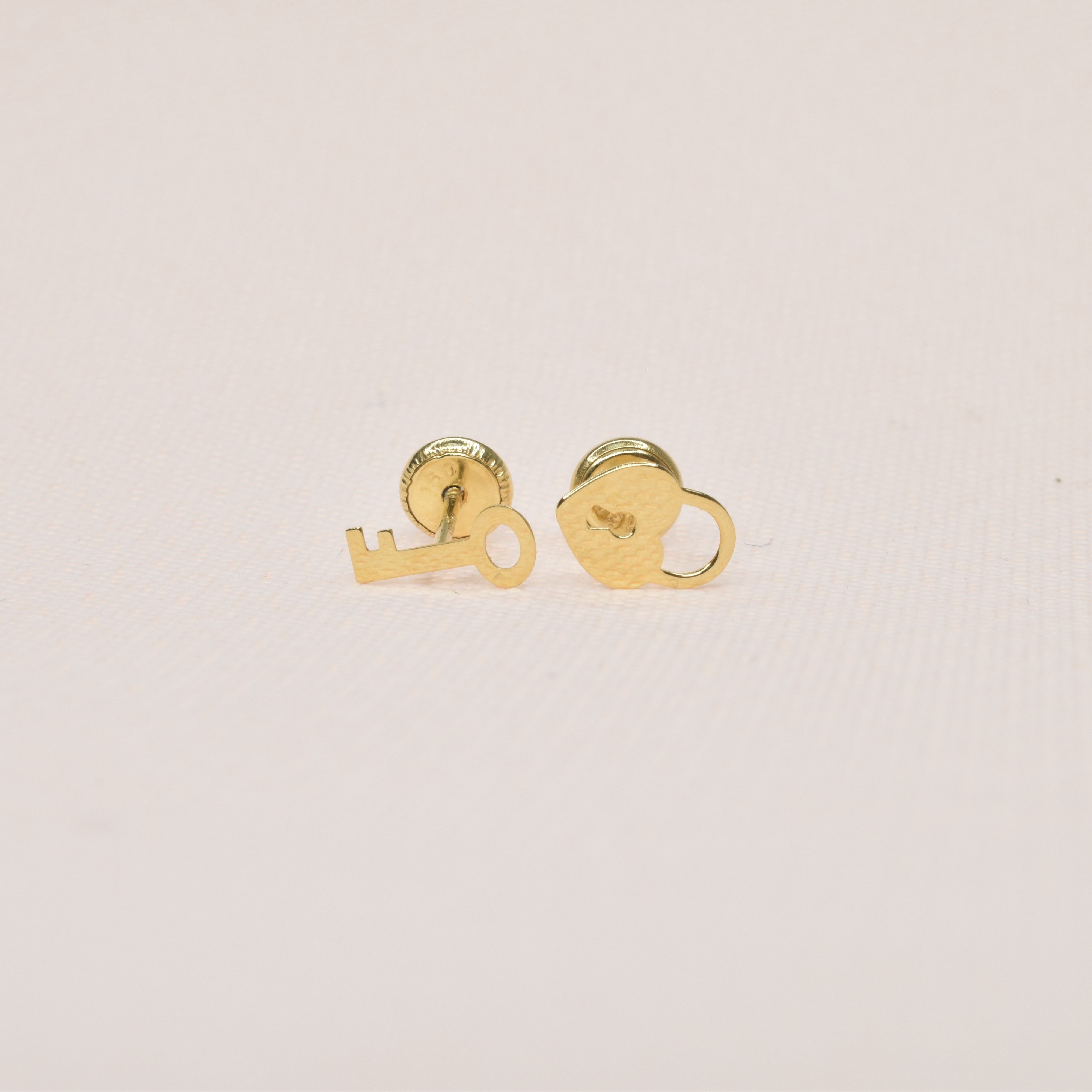 Golden Lock and Key Earrings