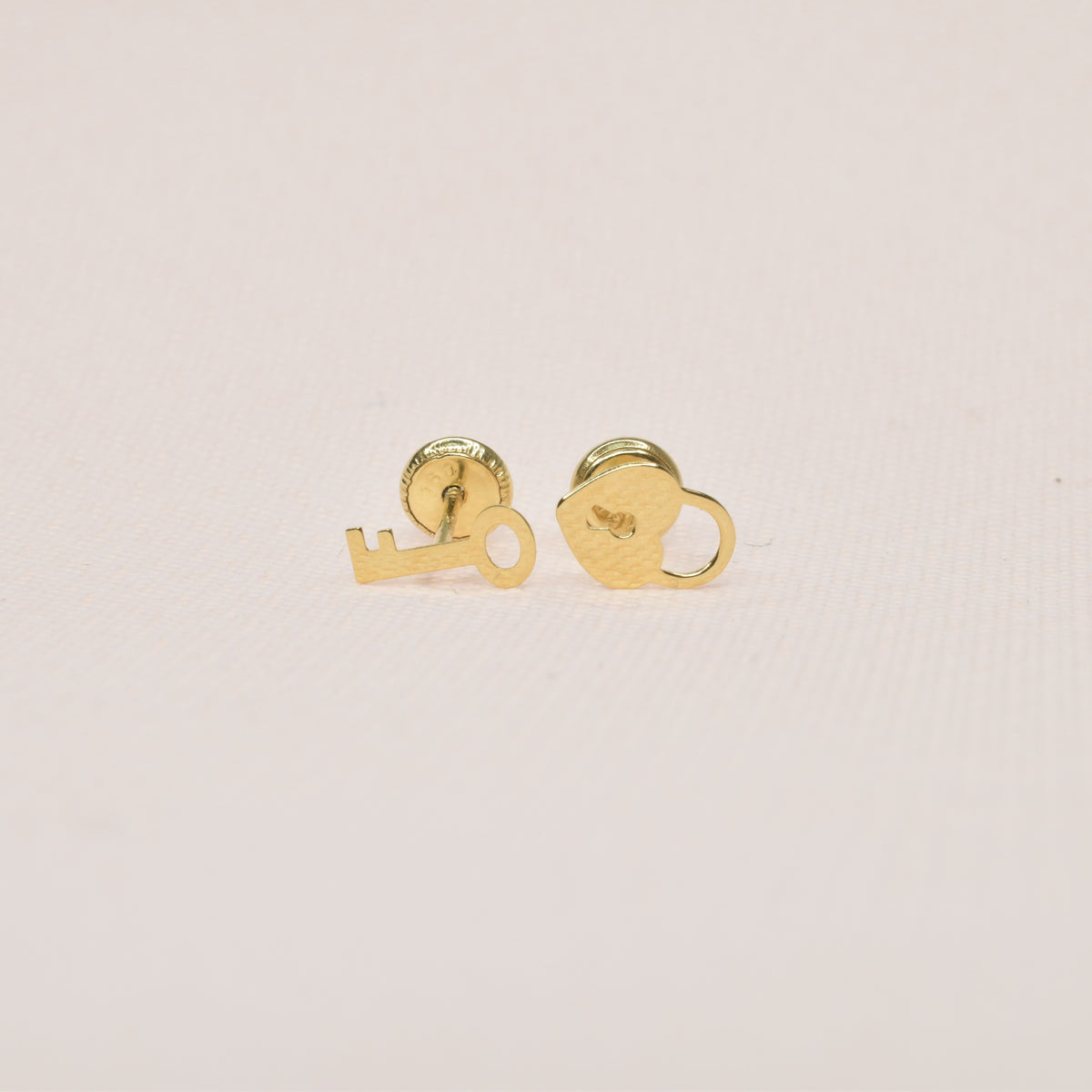 Golden Lock and Key Earrings
