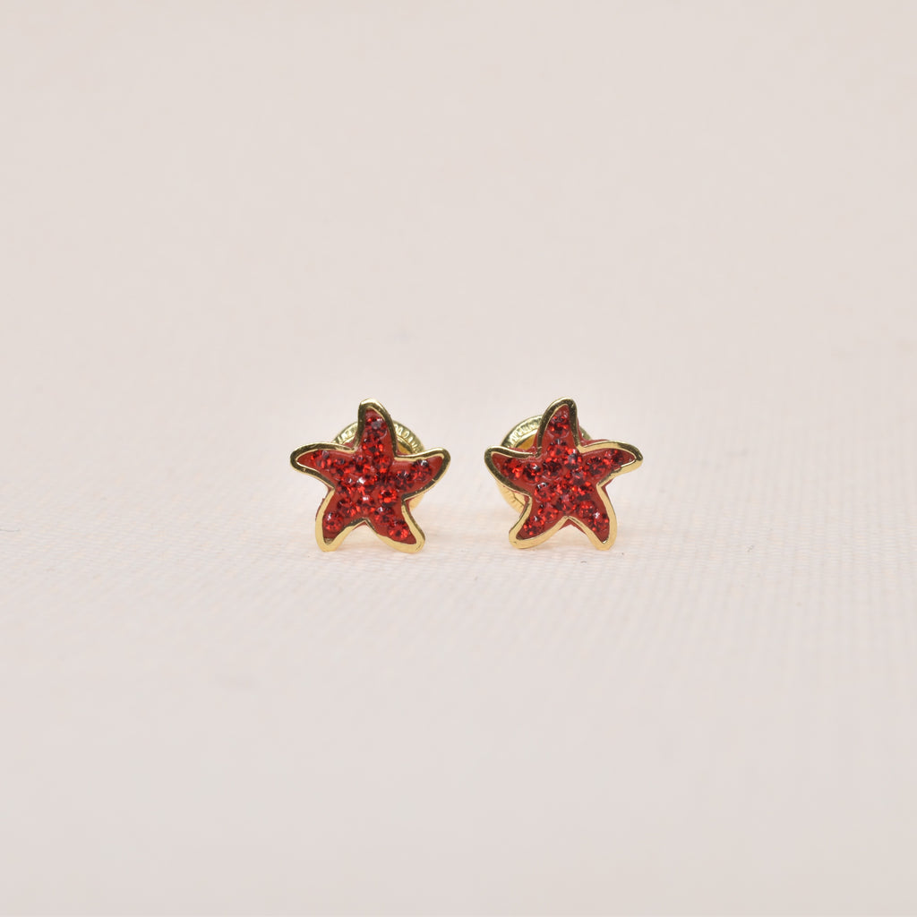 Starfish Earrings in Red