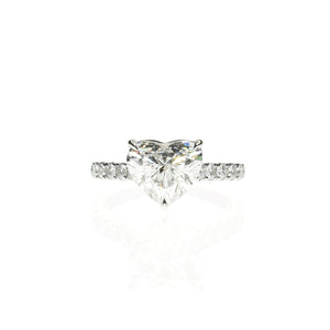 Heart Shaped Diamond Ring with a Pave Set Band