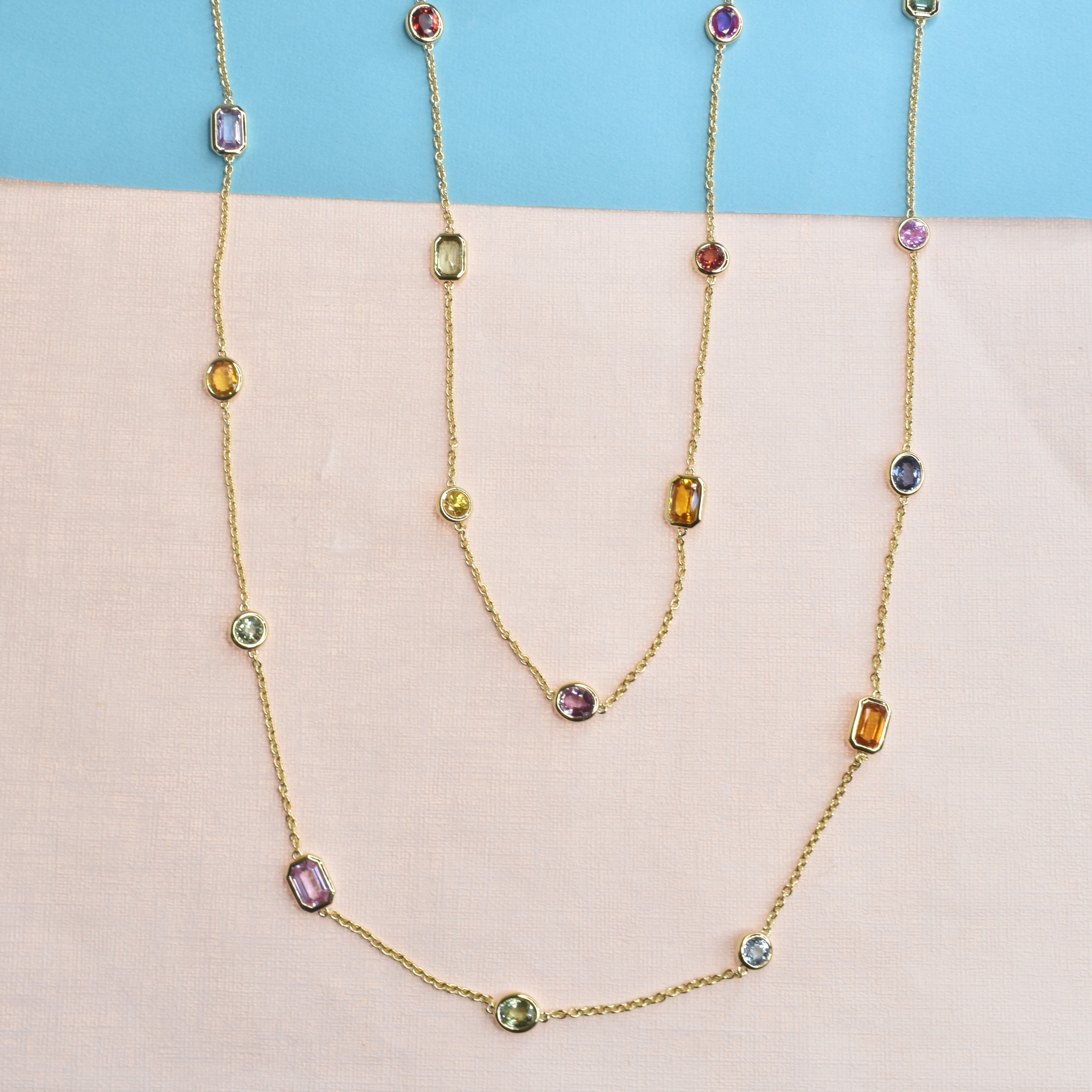 Rainbow Sapphire Necklace Long