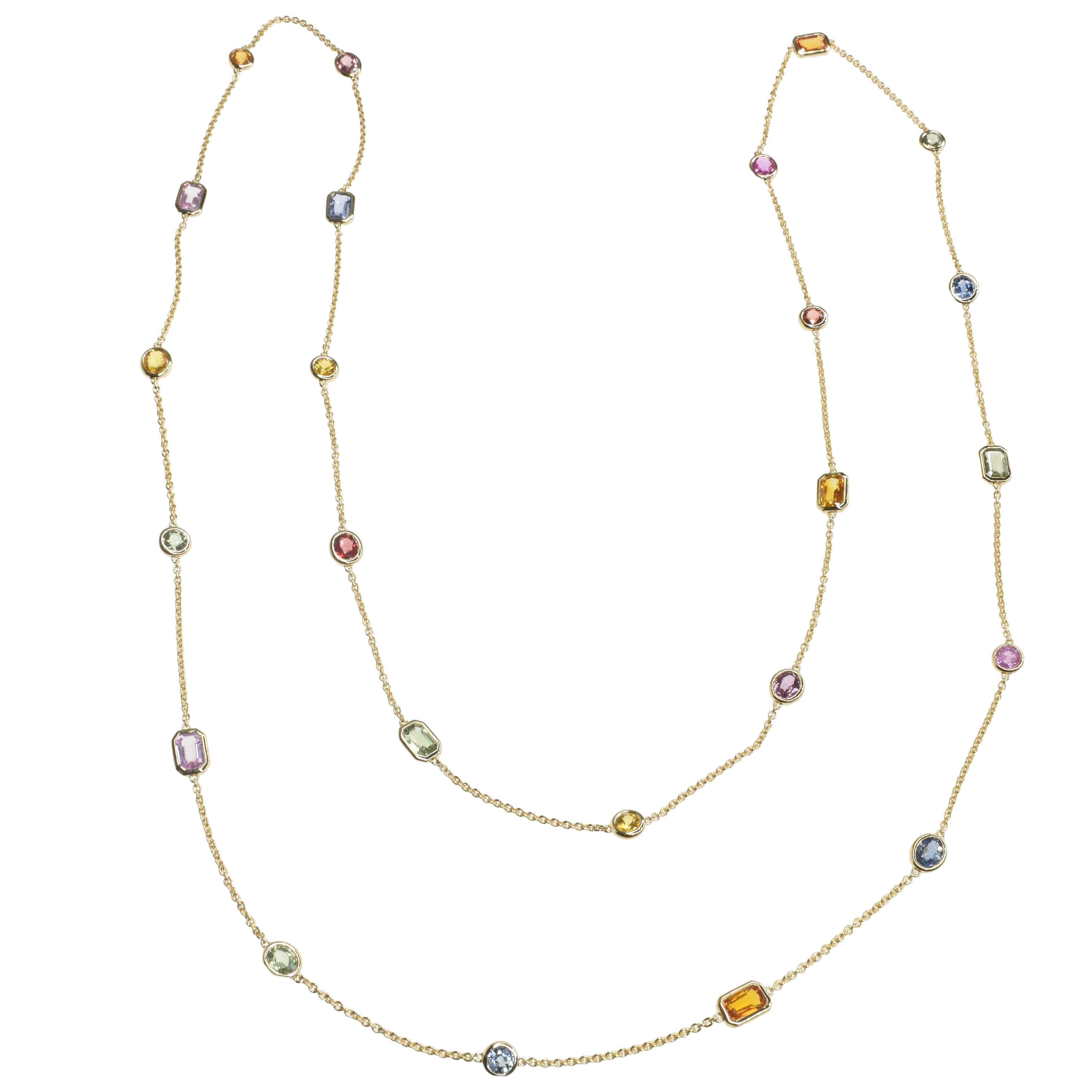 Rainbow Sapphire Necklace Long