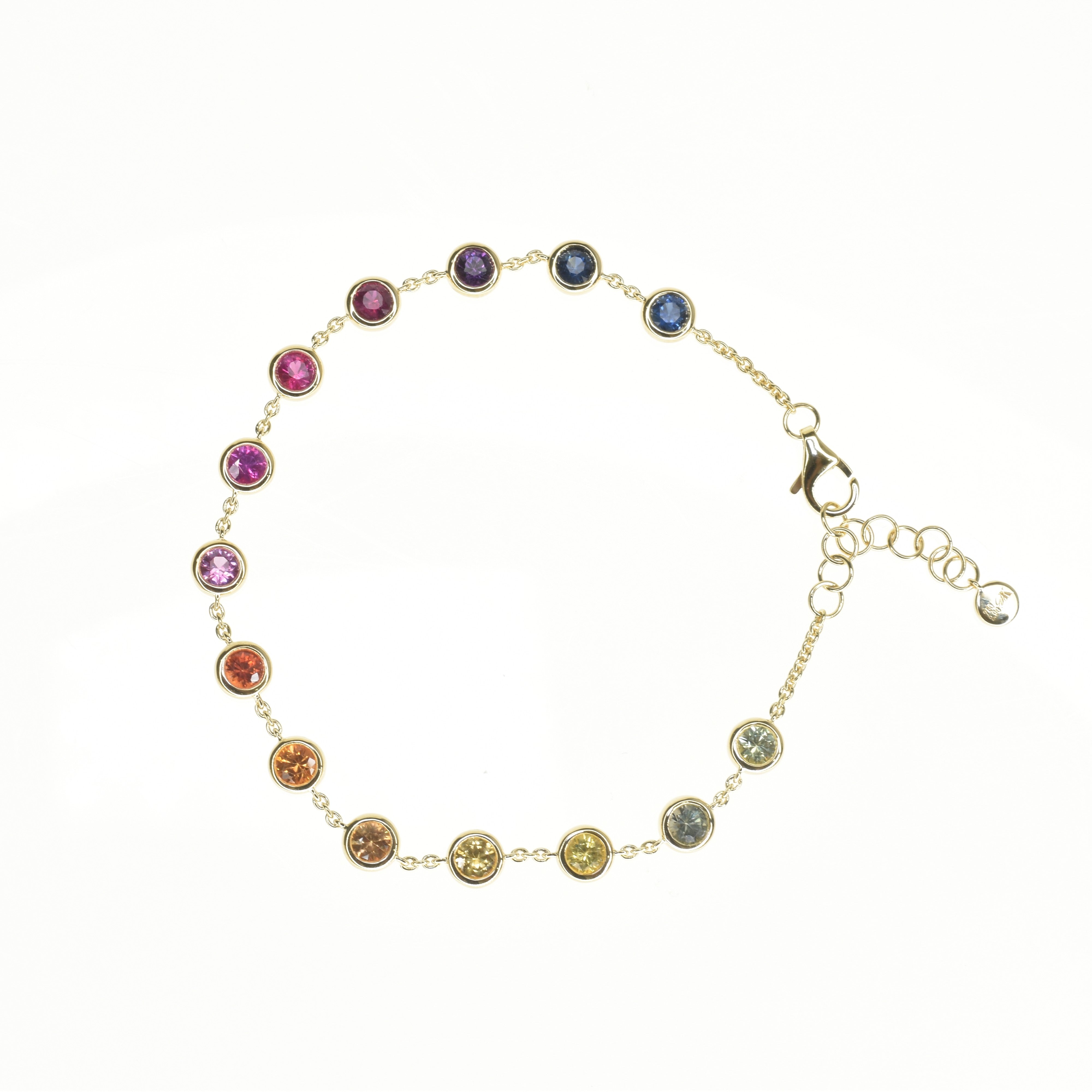 Rainbow Sapphire Chain Bracelet