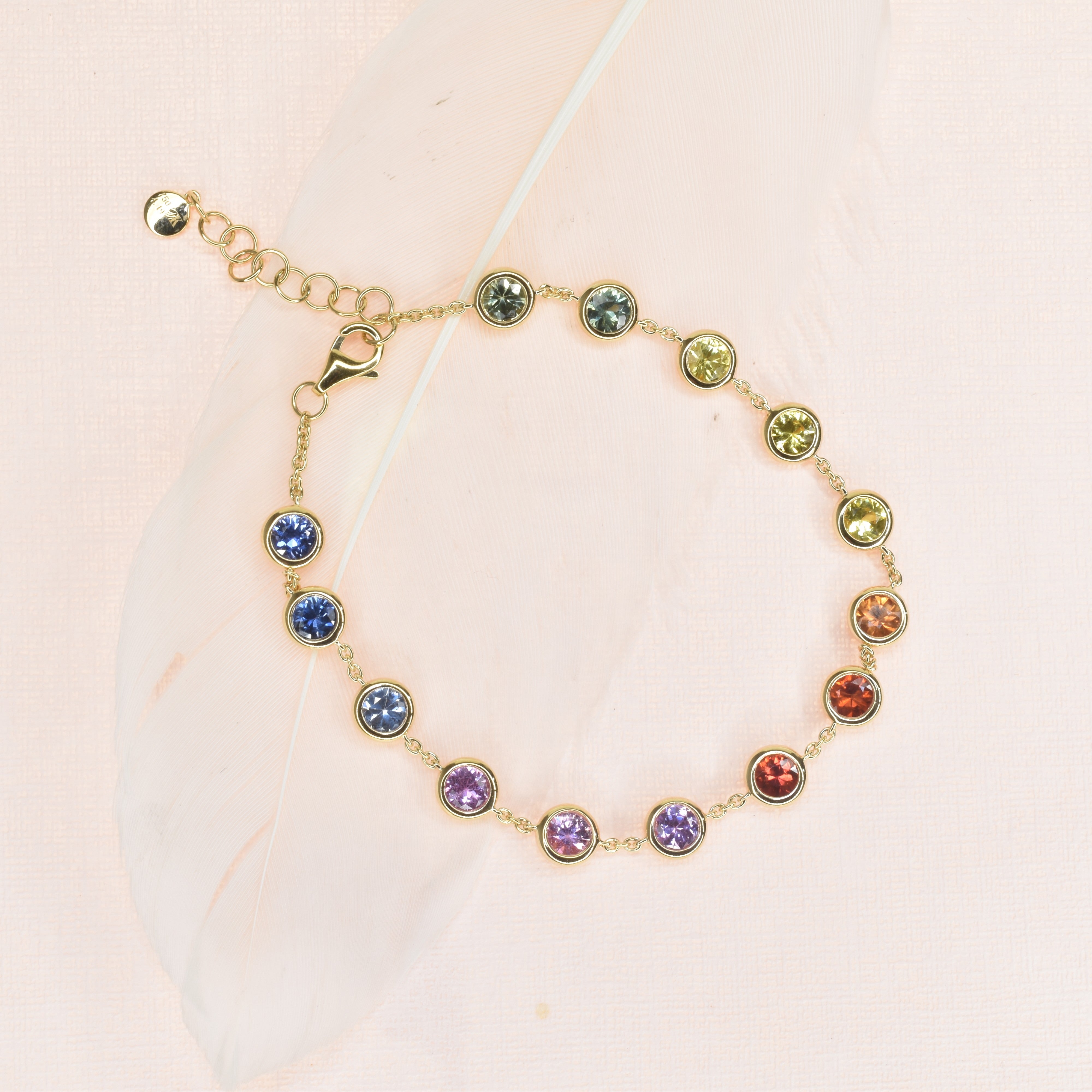 Rainbow Sapphire Chain Bracelet