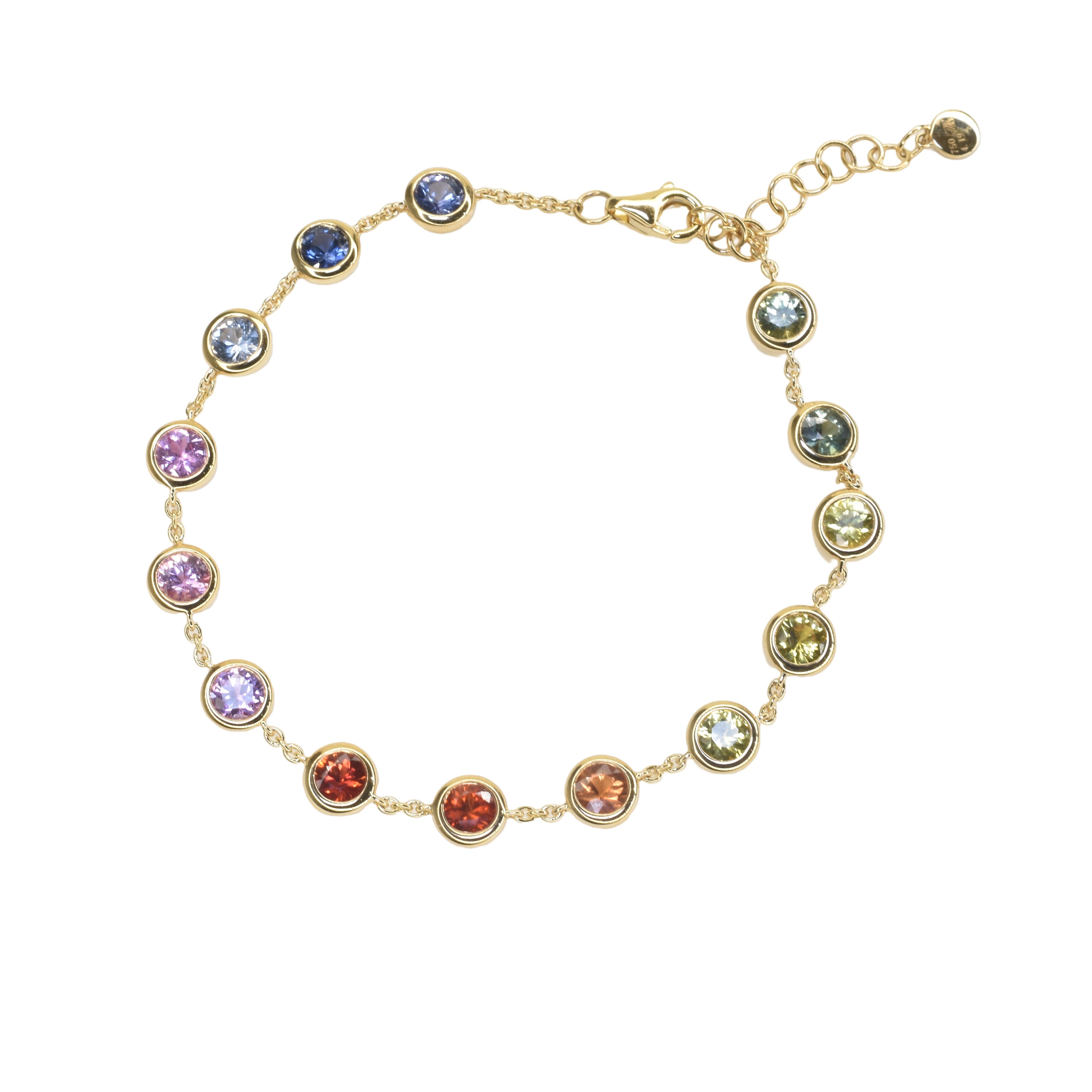 Rainbow Sapphire Chain Bracelet