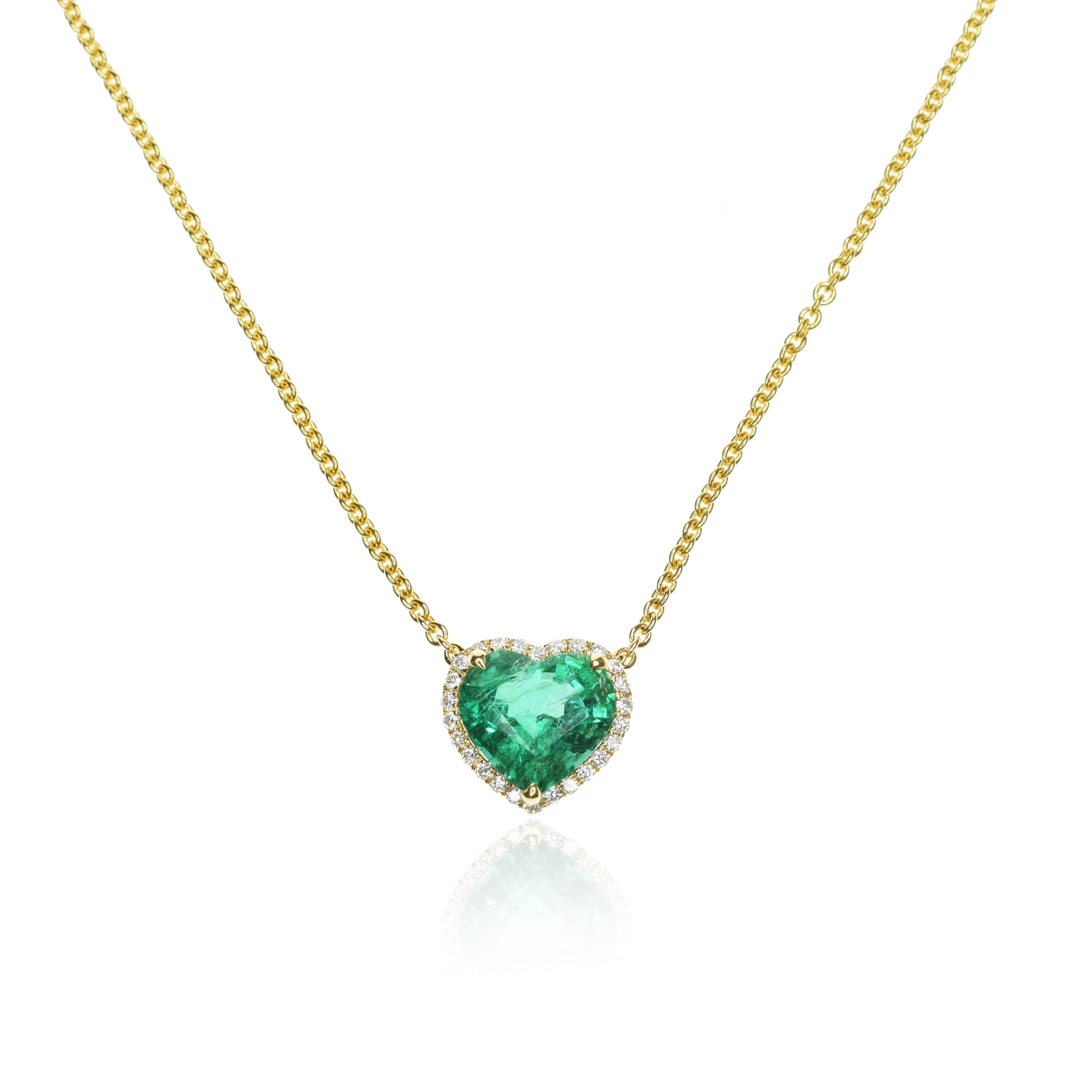 Heart Shaped Emerald Necklace