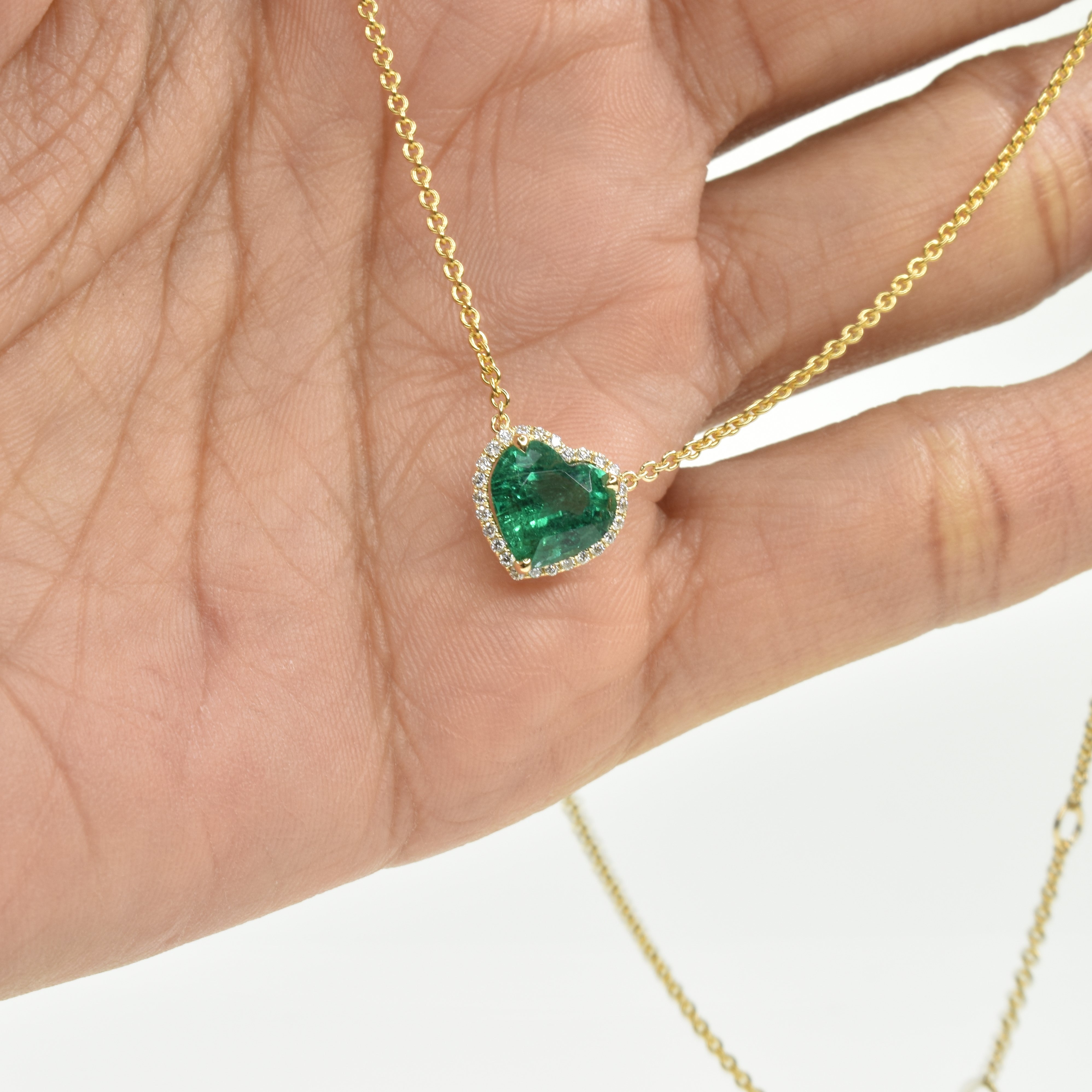 Heart Shaped Emerald Necklace